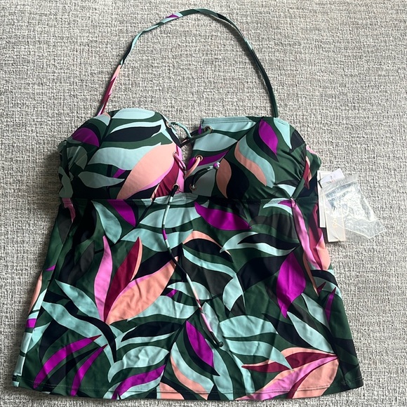 Hula Honey Tankini Women’s Size XL Multicolor Swimwear Top NEW - Picture 1 of 3